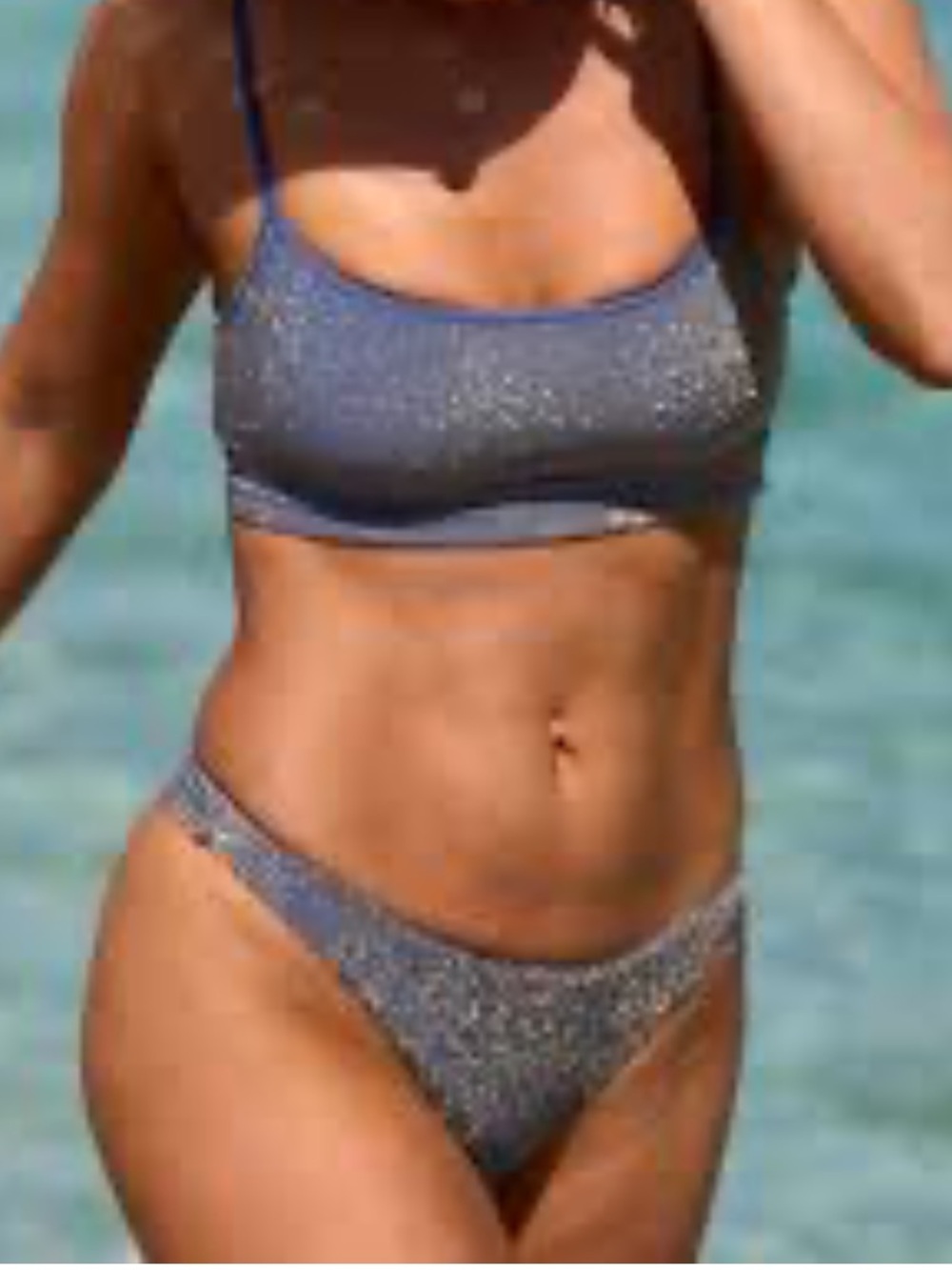 aerie Sparkle blue gold Bikini Set large top medium bottoms nwt
